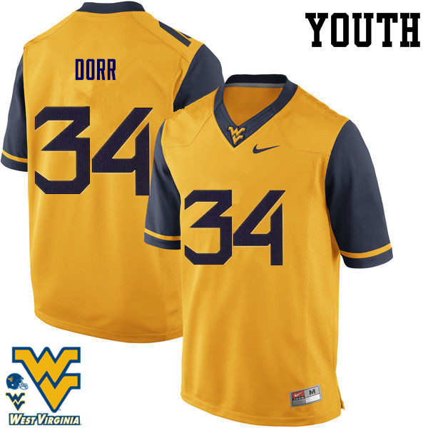 NCAA Youth Lorenzo Dorr West Virginia Mountaineers Gold #34 Nike Stitched Football College Authentic Jersey EM23I57VP